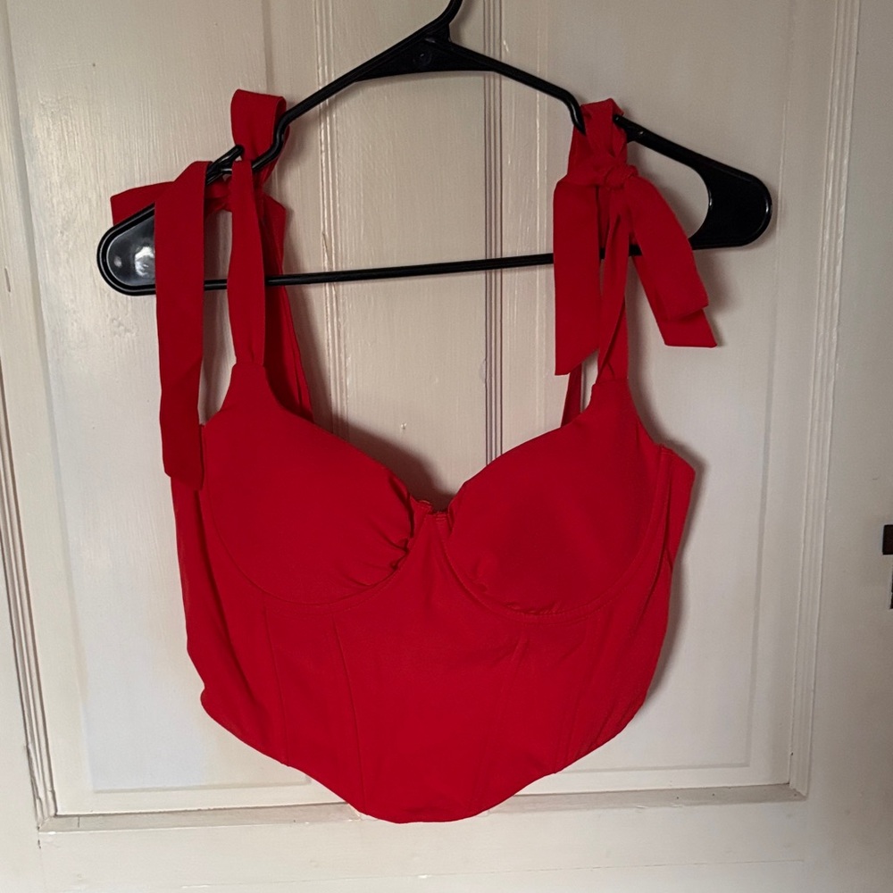 SHEIN Red Crop Top with Bow Straps